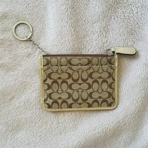 Coach brown keychain coin purse / card holder